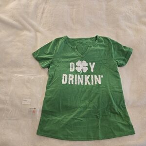 Green 'Day Drinkin'' Graphic Short Sleeve Tee